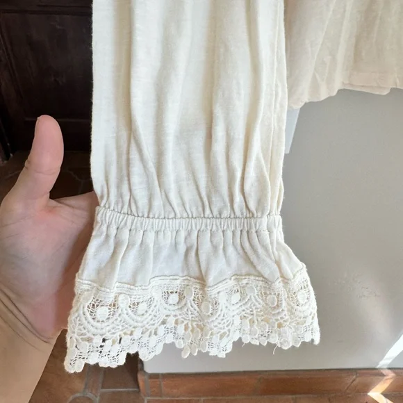 Anthropologie Jenna Lace Bohi Oullover Embroidered Blouse Cream Romantic XL - Picture 10 of 10